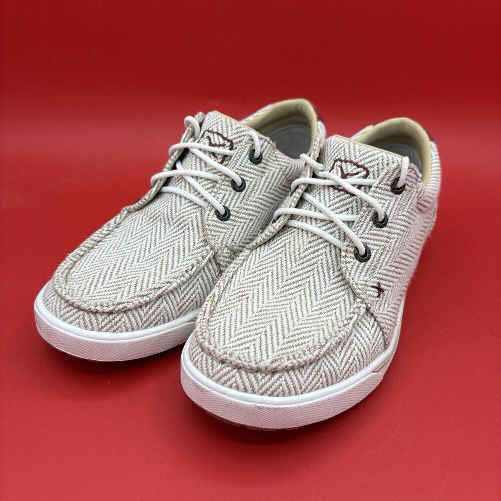 Twisted X Woman's Kicks Herringbone Pattern Lace-Up Loafer Boat Shoe Size 8.5M